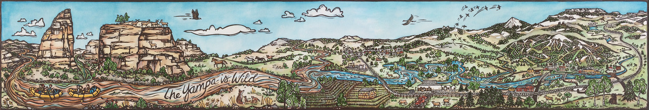 YampaRiver Linocut for Yampa is Wild Mural