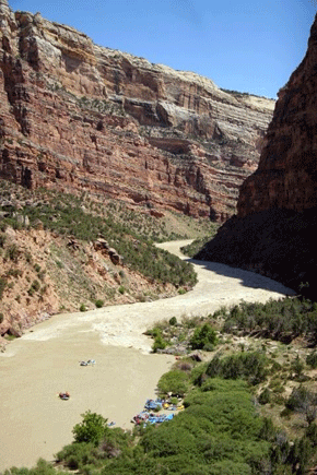 Rafts on the Yampa River in Dinosaur National Monument