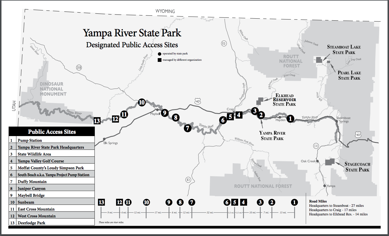 Yampa River Public Fishing Access Map Yampa River's - Little Yampa Canyon Recreation Guide