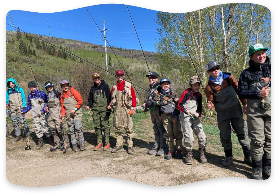 Middle School students at a youth fly fishing camp